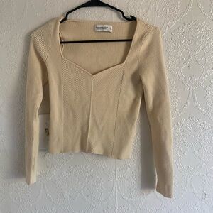 Abercrombie & Fitch Beige Ribbed Knit Top